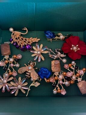 Assorted Freshwater Pearl Brooches. Floral | Bees | Cherry Blossoms | Gemstones